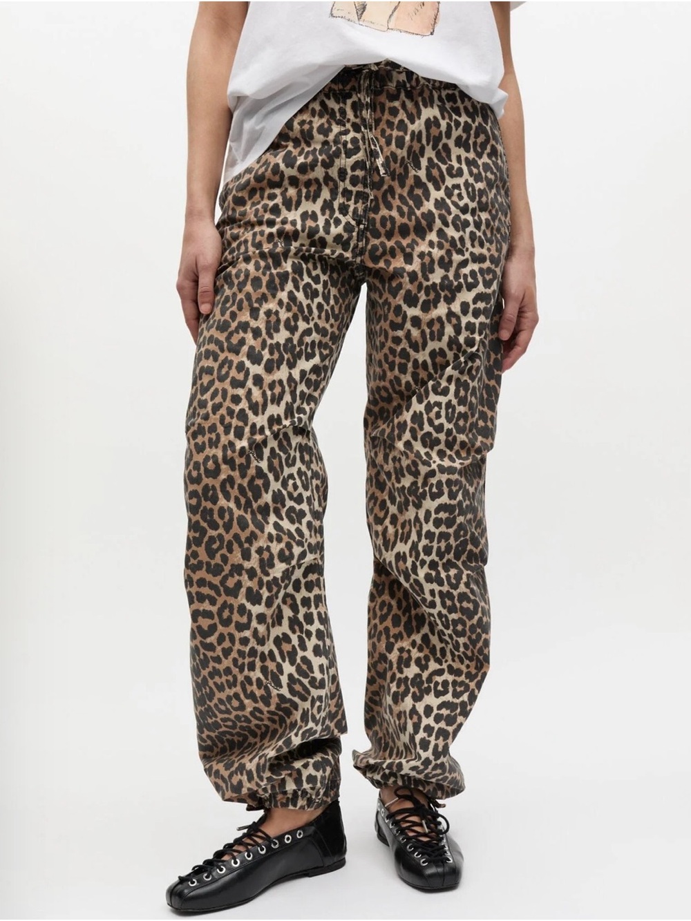 Ganni Leopard Print Jogger Pants - Brown & Black